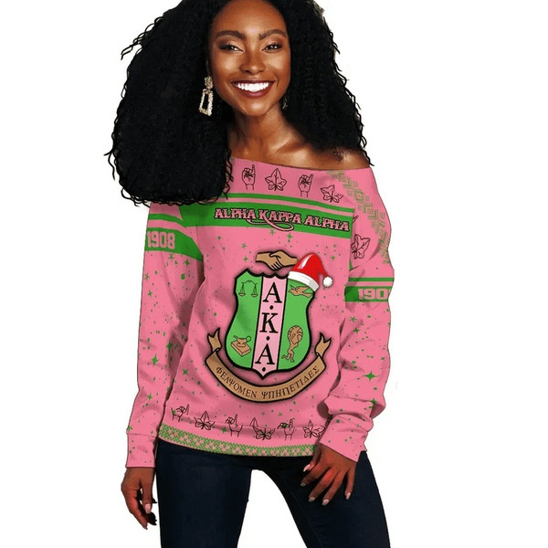 AKA Sorority Christmas Offshoulder 01, African Women Off Shoulder For Women