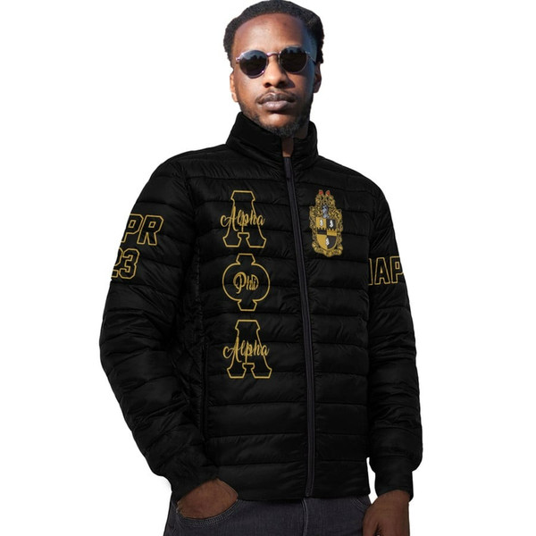 (Custom) Africa Zone Padded Jacket - Alpha Phi Alpha Hand Sign Fraternity, African Padded Jacket For Men Women