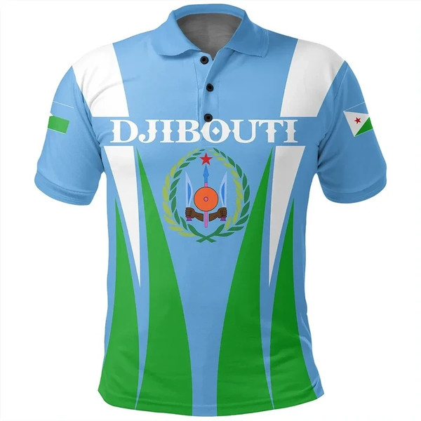 Djibouti Polo Shirt Apex Style, African Polo Shirt For Men Women