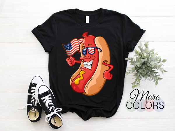 Hotdog Sunglasses American Flag Pride USA USA Patriotic 4th Of July Funny Vintage T-Shirt, Proud Americans Cool BBQ Hot Dog Lover Outfit.jpg