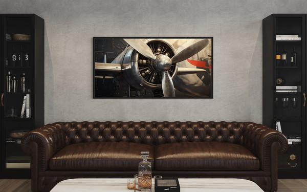 Vintage Airplane Propeller Painting Canvas Print, Man Cave Wall Art, Game Room Wall Art, Man Bedroom Decor, Framed Unframed Ready To Hang.jpg