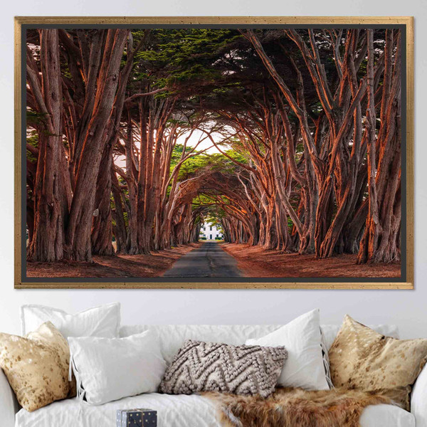Tree Tunnel Art Canvas, Tree Landscape Art, California Cypress Tree Tunnel Wall Art, Landscape Art Wall Decor, Farmhouse Wall Art, Canvas,.jpg