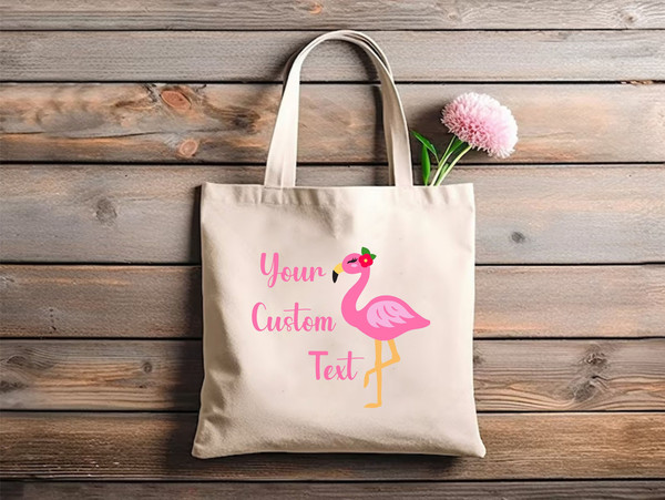 Custom Text Canvas Bag, Customizable Bags, Canvas Bag For Women, Unisex Cotton Tote Bag, Canvas Shoulder Bag, Cute Tote Bag, Flamingo Bags.jpg