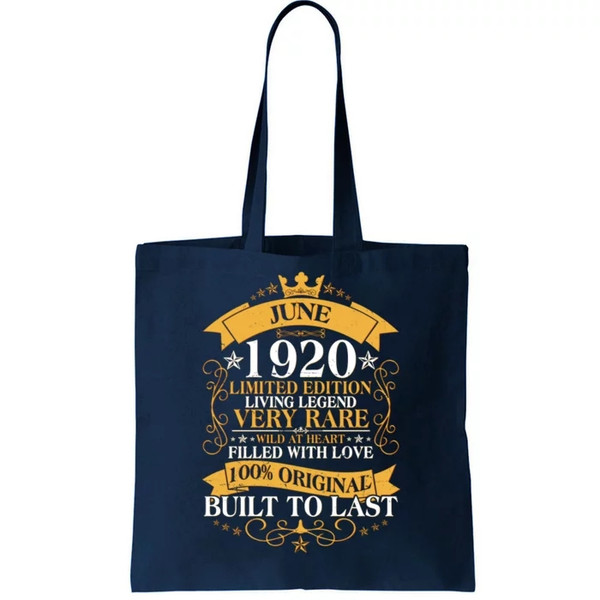 Vintage 1920 Limited Edition June 100th Birthday Tote Bag.jpg