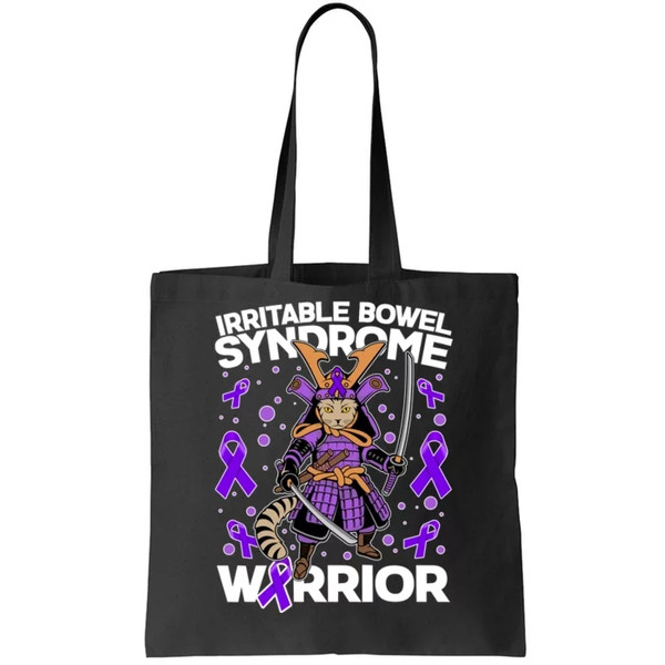 Irritable Bowel Syndrome Warrior Samurai Cat Tote Bag.jpg