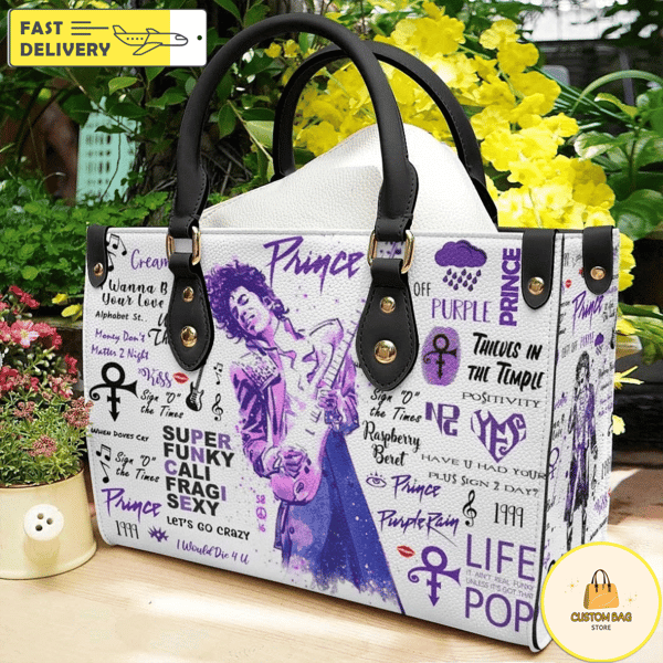 Prince Purple Leather HandBag ,Prince Handbag Singer,Music Leather Bag.jpg