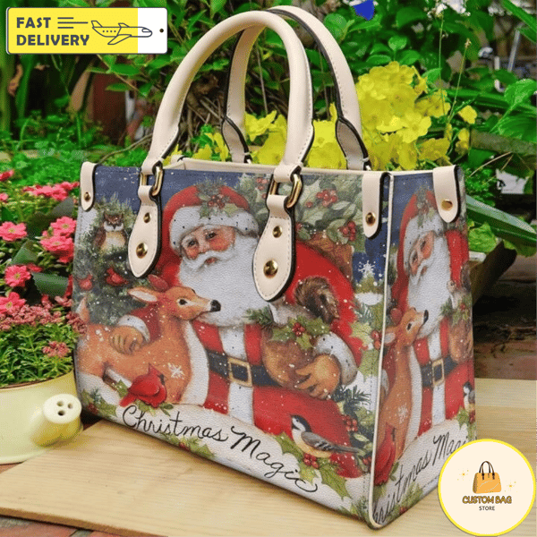 Santa Clau Christmas Collection Handbag, Leather Christmas Handbag, Christmas Women Bag.jpg