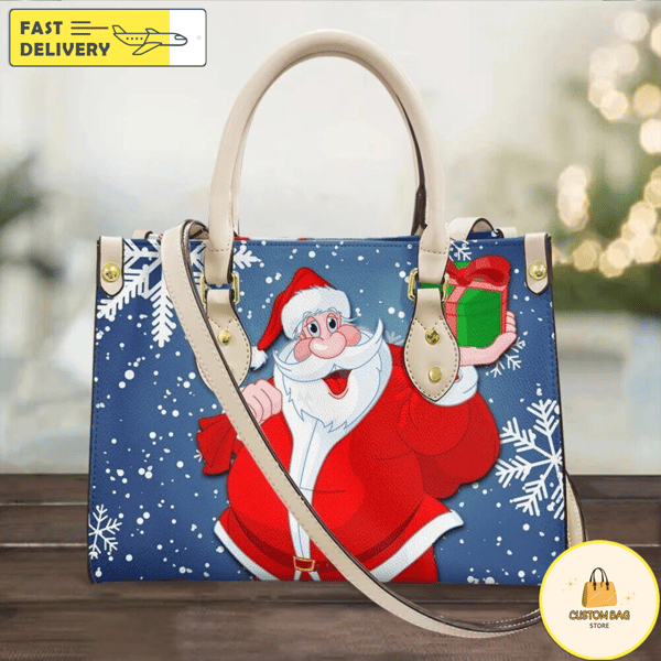Santa Claus Christmas Women 3D Handbags, Merry Christmas Bag, Christmas Leather Bag 3.jpg