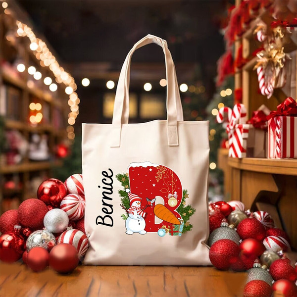 Custom Name Kids Christmas Tote Bag, Personalized Christmas Bag, Custom Canvas Bag, Kids Xmas Gifts, Custom Christmas Gifts, Shoulder Bag.jpg