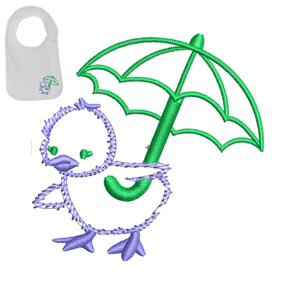 Umbrella duck Embroidery logo for Baby Bib ..jpg