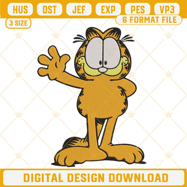 Garfield Cat Embroidery Files, Garfield And Friends Embroidery Designs.jpg