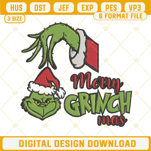Merry Grinchmas Embroidery Designs, Grinch Embroidery Design File.jpg