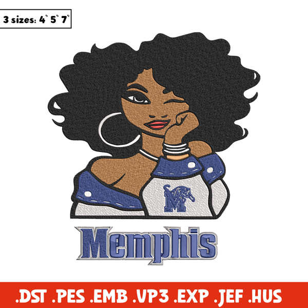 Memphis Tigers girl embroidery design, NCAA embroidery, Embroidery design, Logo sport embroidery, Sport embroidery.jpg