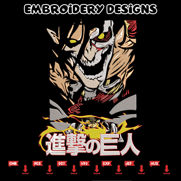 Eren titan poster Embroidery Design, Aot Embroidery, Embroidery File, Anime Embroidery, Anime shirt, Digital download..jpg