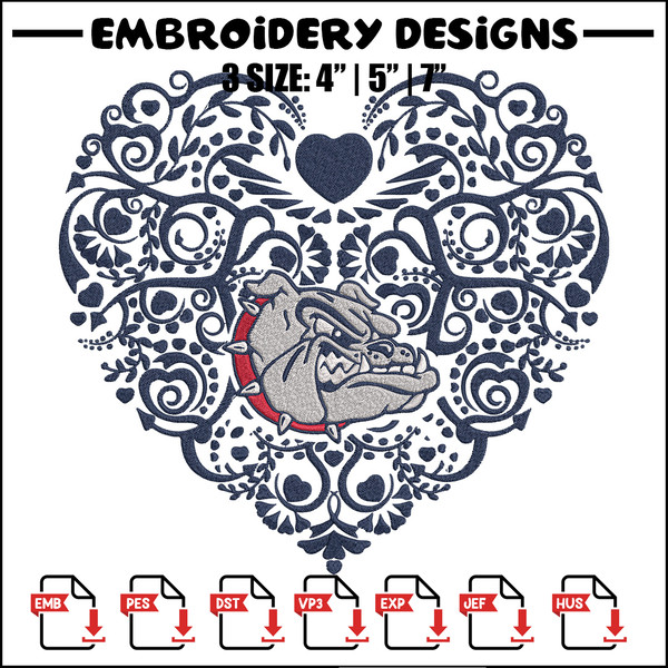 Gonzaga Bulldogs heart embroidery design,NCAA embroidery,Sport embroidery , Embroidery design, Logo sport embroidery.jpg