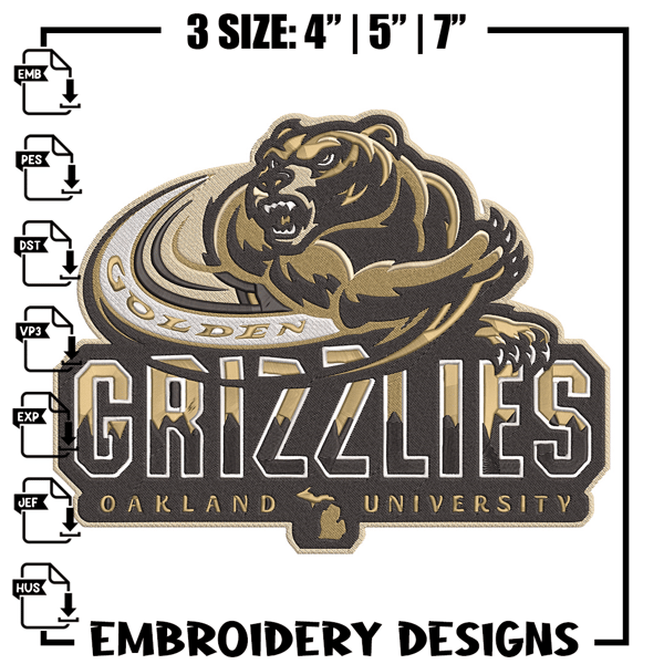 Oakland University logo embroidery design, Sport embroidery, logo sport embroidery, Embroidery design, NCAA embroidery.jpg