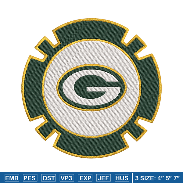 Green Bay Packers Poker Chip Ball embroidery design, Packers embroidery, NFL embroidery, logo sport embroidery..jpg