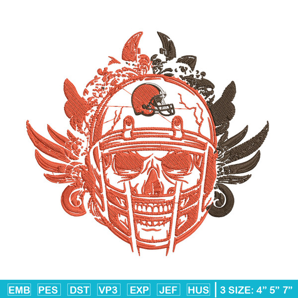 Cleveland Browns Skull Helmet embroidery design, Browns embroidery, NFL embroidery, sport embroidery, embroidery design..jpg