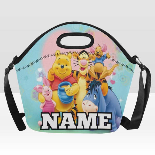 Custom NAME Winnie the Pooh Neoprene Lunch Bag, Lunch Box.png