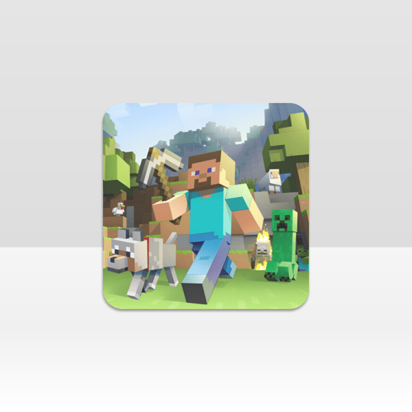 Minecraft Cup Coaster, Square Drink Coaster, Round Coffee Coaster.png