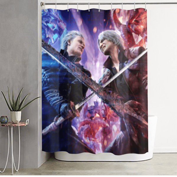 Dante vs Vergil Devil May Cry Shower Curtain.png