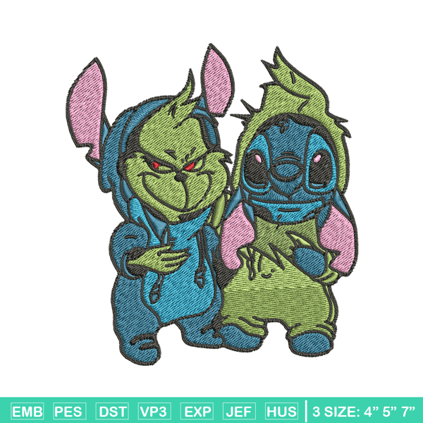 Grinch and Stitch Embroidery design, Grinch and Stitch Embroidery, cartoon design, logo shirt, Digital download..jpg