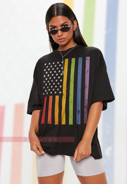 Rainbow USA Unisex Shirts,  PRIDE Months Shirts Human's Right, Funny LGBT T-Shirt, Lgbt Gay Pride, Pride Rainbow Love Symbol Shirt.jpg