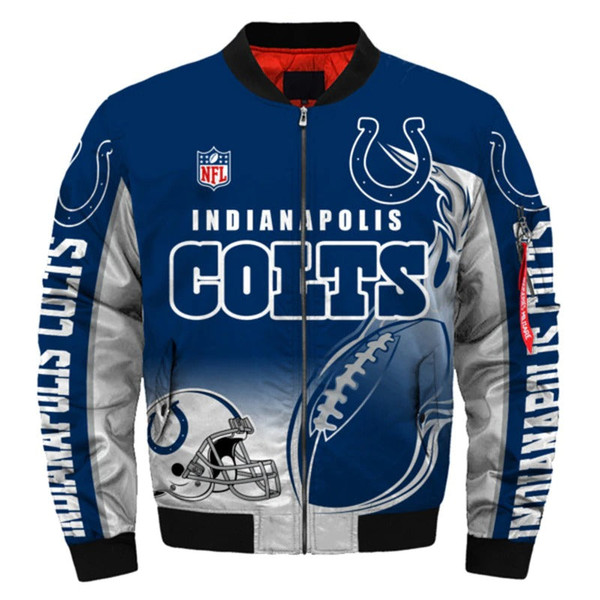 Indianapolis Colts Helmet Bomber Jackets Custom Name, Indianapolis Colts NFL Bomber Jackets, NFL Bomber Jackets