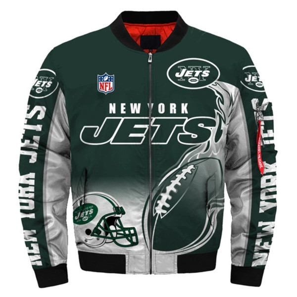 New York Jets Helmet Bomber Jackets Custom Name, New York Jets NFL Bomber Jackets, NFL Bomber Jackets