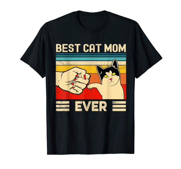 Adorable Best Cat Mom Ever T-Shirt Funny Cat Mom Mother Vintage Gift T-Shirt - Tees.Design.png
