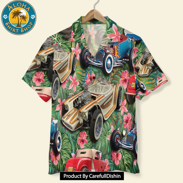 Hot Rod Custom Car Photos with Tropical Pattern, Personalized Hawaiian Shirt.jpg
