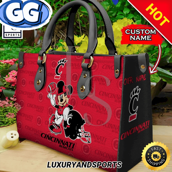 NCAA Cincinnati Bearcats Mickey Custom Name Leather Bag.jpg