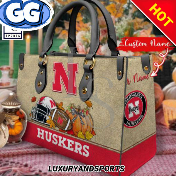 Nebraska Cornhuskers Autumn Women Leather Handbag.jpg