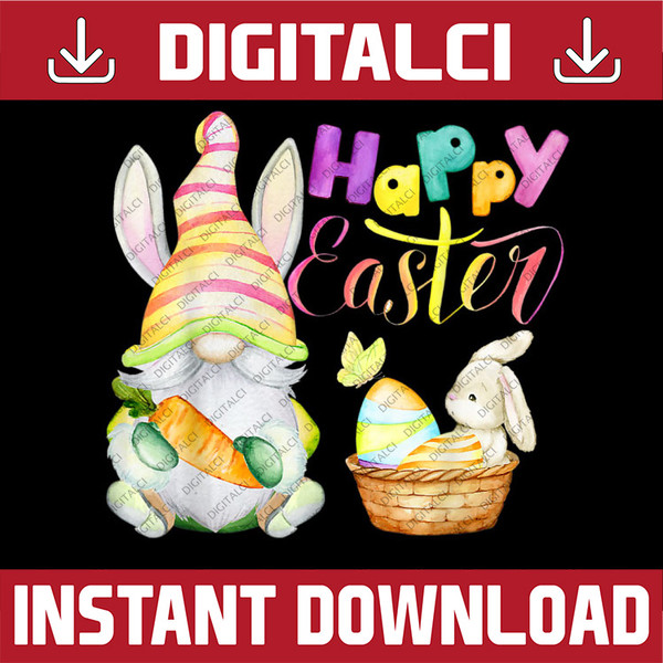 Bunny Gnome Rabbit Eggs Hunting Happy Easter Day Funny Easter Day Png, Happy Easter Day Sublimation Design.jpg