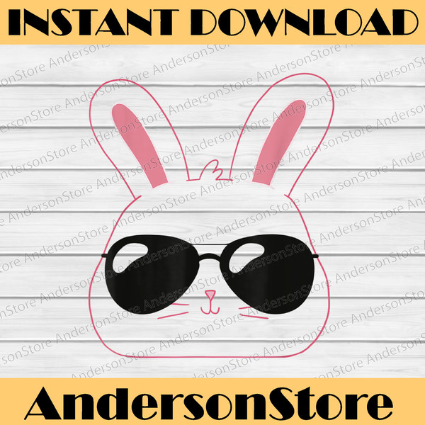 Cool and Cute Easter Bunny Face with Sunglasses Easter Day Png, Happy Easter Day Sublimation Design.jpg