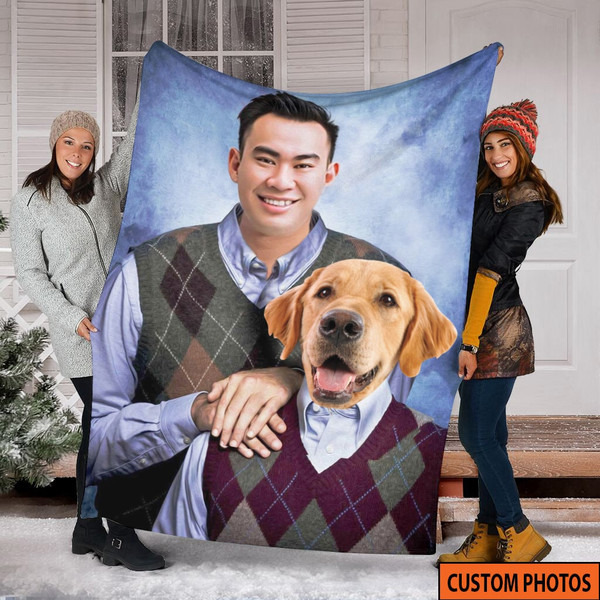 Custom Photo Blanket For Dad, Gift For Dad, Father's Day Gift, Soft Fleece Sherpa Pet & Family Portrait Handmade Home Decor photo collage.jpg