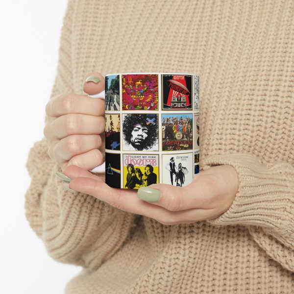 Classic Rock Albums Ceramic Mug 11oz, Rock Albums Coffee Cup, 60s,70s, 80s, Album Cover Mug, Classic Rock Lover Gift, Hippie Mug, Hippie Cup7.jpg