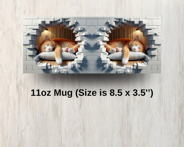 3D Sleeping Cat Hole In A Wall Mug Wrap, 11oz & 15oz Mug Template, Mug Sublimation Design, Mug Wrap Template PNG, 3D Cat Mug Press Design2.jpg