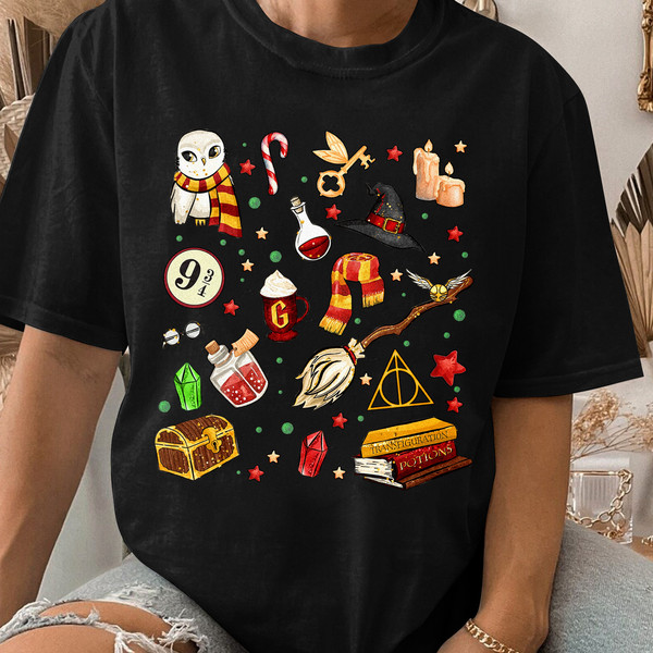 Pottery Christmas Shirt, HP Inspired, Wizard Wand, Wizard School, Hogwarts Potter Doodle Unisex T Shirt Sweatshirt Hoodie.jpg