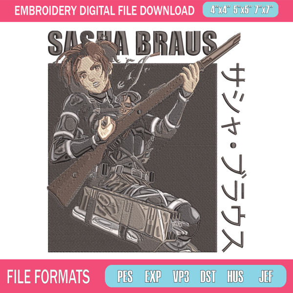 Sasha Blouse Embroidery Design, Aot Embroidery, Embroidery File, Anime Embroidery, Anime shirt, Digital download.jpg
