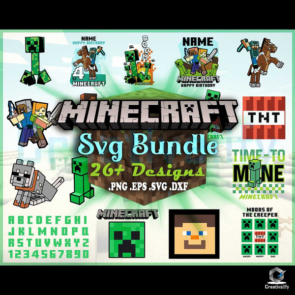 26 Files Minecraft SVG Bundle Design.jpg