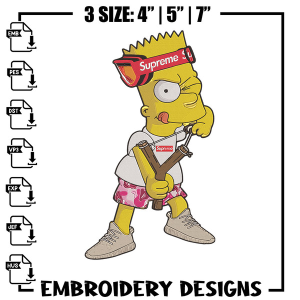 Bart x supreme Embroidery Design, Supreme Embroidery, Embroidery File, Anime Embroidery, Simpson shirt, Digital download.jpg
