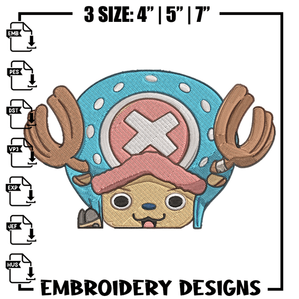 Chopper Peeker Embroidery Design, One piece Embroidery, Embroidery File, Anime Embroidery, Anime shirt, Digital download.jpg