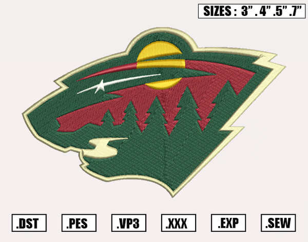 Minnesota Wild Embroidery Designs, NHL Logo Embroidery Files, Machine Embroidery Design File, Digital Download.png