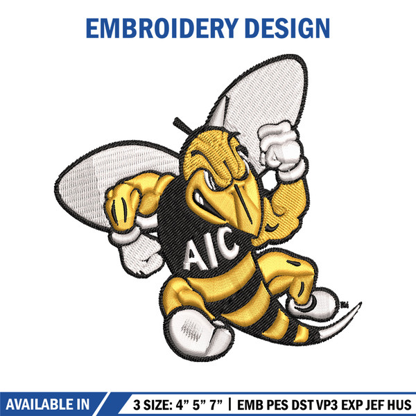 AIC Yellow Jackets embroidery design, AIC Yellow Jackets embroidery, logo Sport, Sport embroidery, NCAA embroidery..jpg