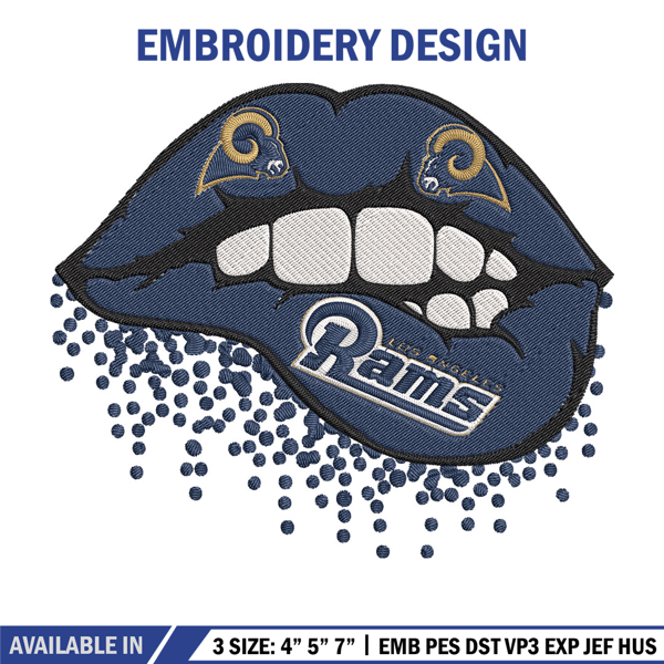 Los Angeles Rams dripping lips embroidery design, Rams embroidery, NFL embroidery, sport embroidery, embroidery design..jpg