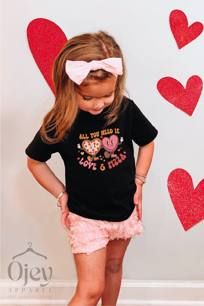 Kids Valentine Shirts, Toddler Valentine Shirts, All You Need is Pizza and Love Shirt, Valentine Day Outfits, Kids Valentine Outfits.jpg