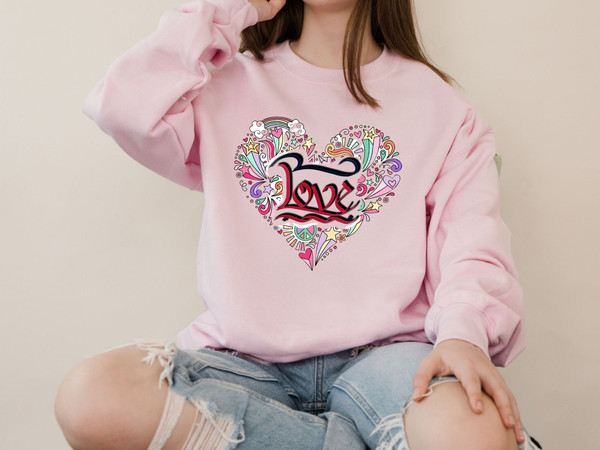 Love Heart Sweatshirt, Valentines Gift Hoodie, Retro Love Shirt, Matching Love Tee, Cute Love Shirt, Cute Woman Shirt, Love Woman Sweatshirt.jpg