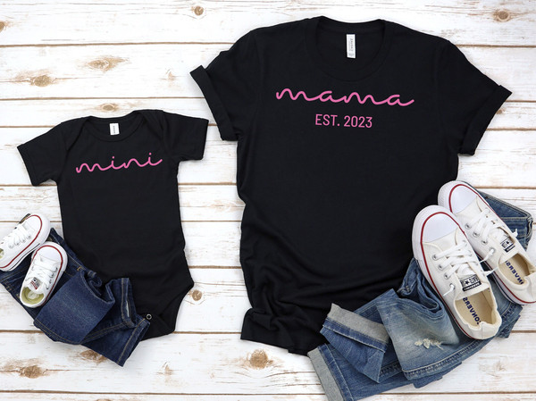 Mama Mini Shirt, Custom Date Matching Shirt, Est Year T-shirts, Gift For New Mom, Mother's Day Gift.jpg