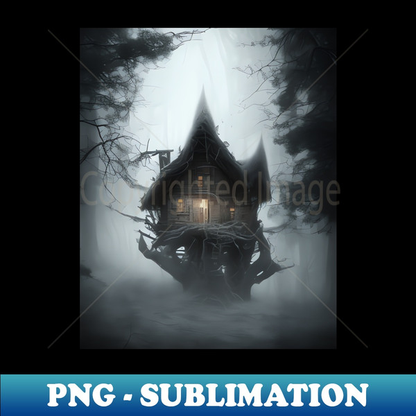 Whispering Hut in the Darkwood - Vintage Sublimation PNG Download - Bold & Eye-catching